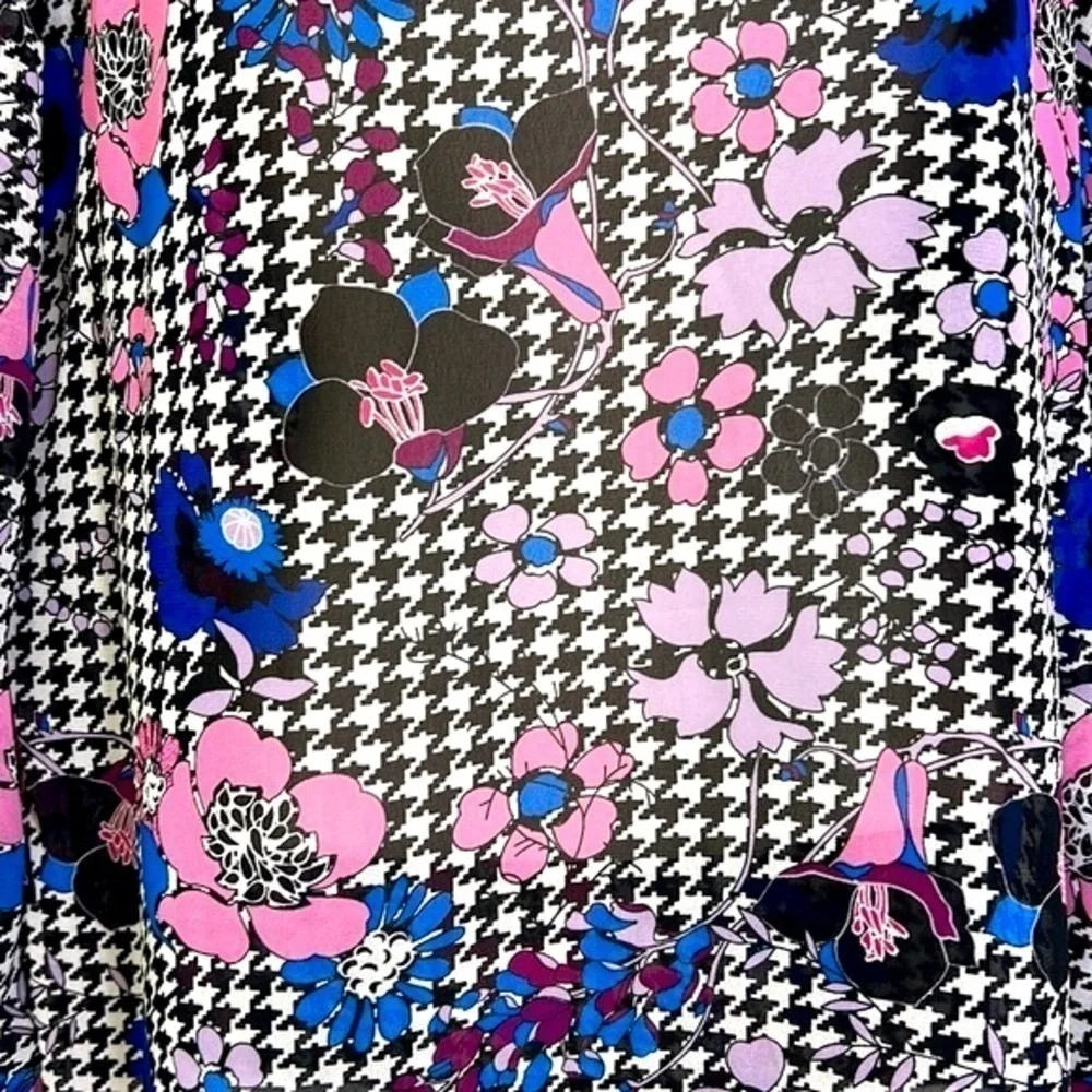 Guess - Colorful Floral Printed Mock Neck Long Sleeve Blouse Size Small